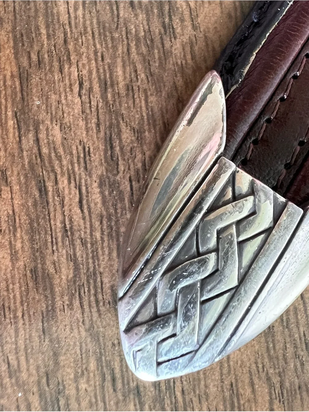 VTG ONYX by Brighton Two Tone Leather Belt Men 42 Silver Buckle Western Rodeo
